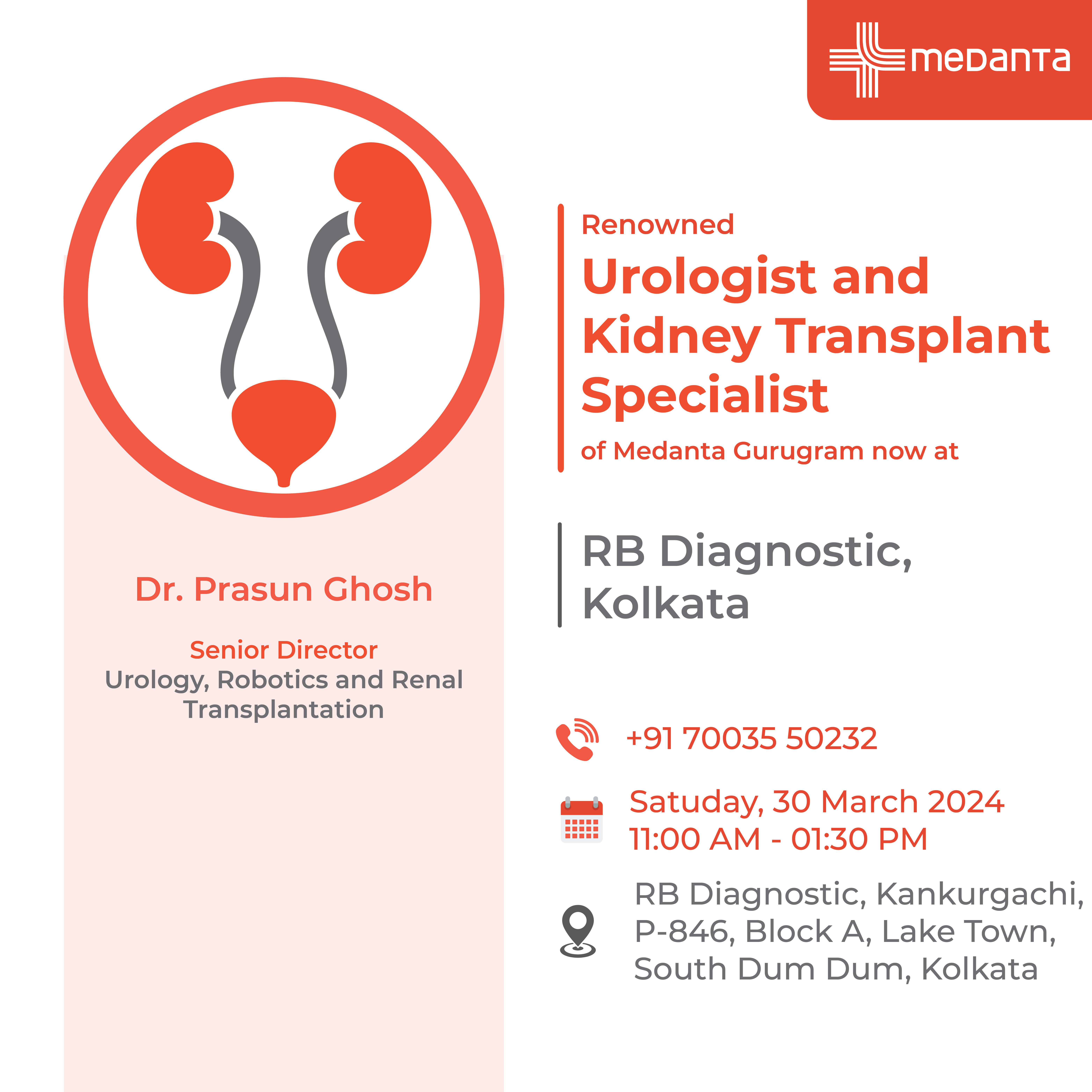 Dr. Prasun Ghosh OPD in RB Diagnostic, Kolkata