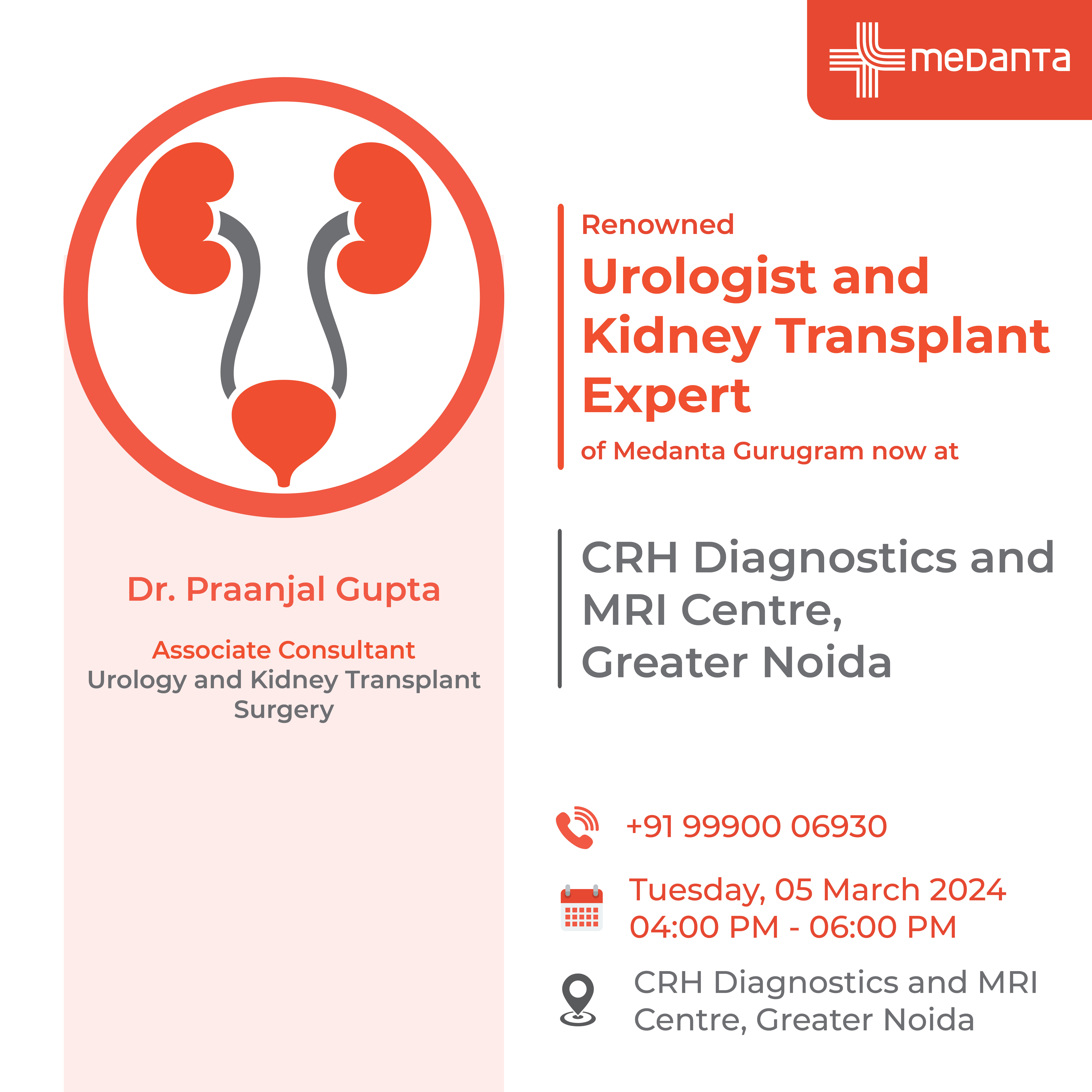 Dr. Praanjal Gupta OPD in CRH Diagnostics and MRI Centre, Greater Noida